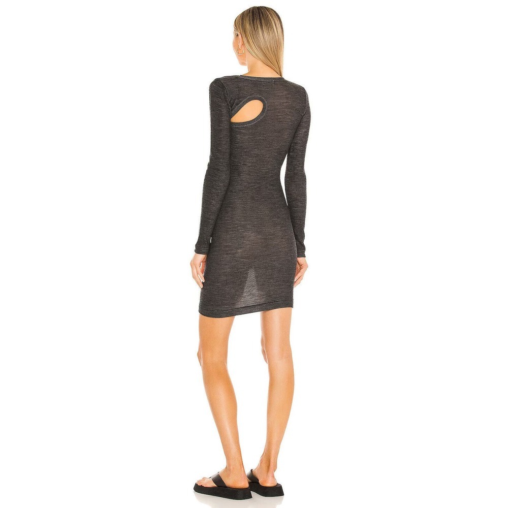 John Elliott Tubular Merino Asymmetric Dress Charcoal Gray Cutout XS Small - Picture 6 of 16